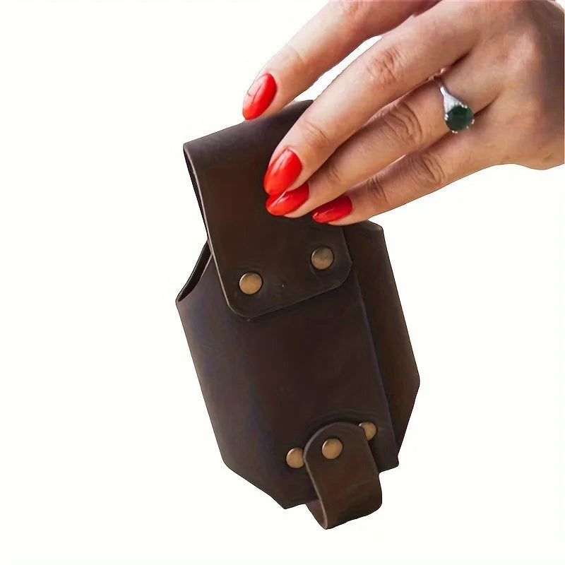 1pc PU Leather Beer Can Holder, Adjustable Waist Belt for 330ml/500ml, Waterproof Men's Outdoor Travel Accessory