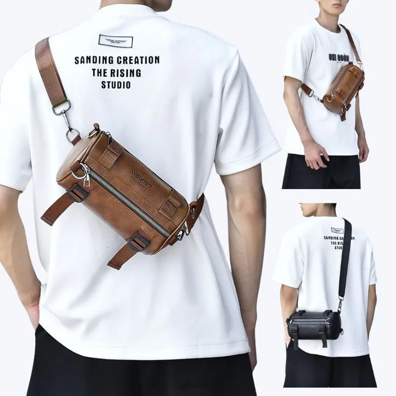 New Messenger Bag Cylinder Ins Men's Bag Casual Japanese Single Shoulder Men's Fashion Trend Street Bag Durable Simple Handbags