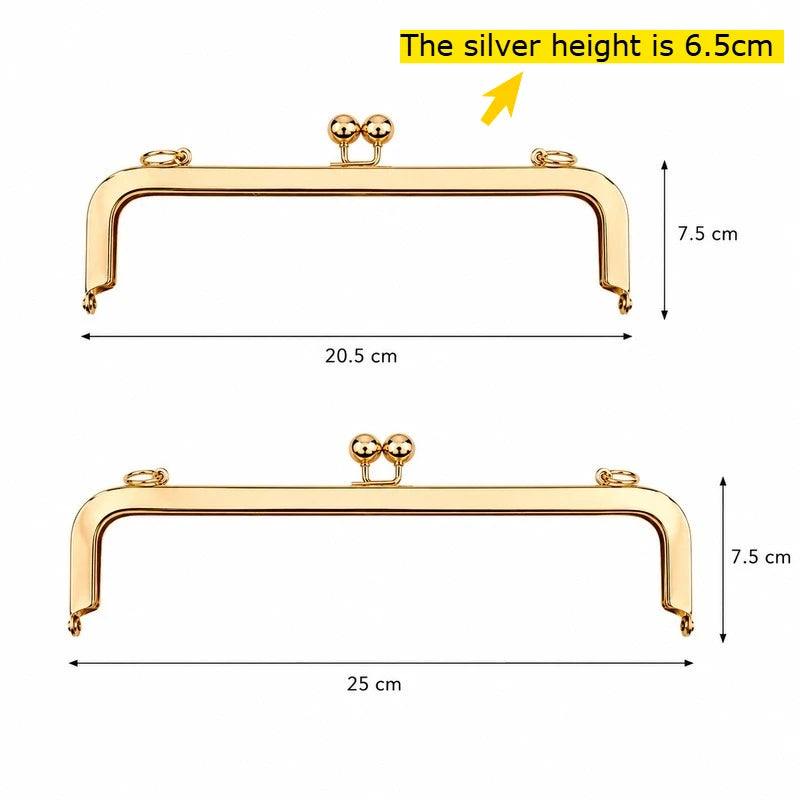 Deepeel 1-5Pcs 20/25cm Purse Frame Kiss Clasp Metal Square Smooth Handles for Bag DIY Sewing Brackets Screw Wallet Accessories