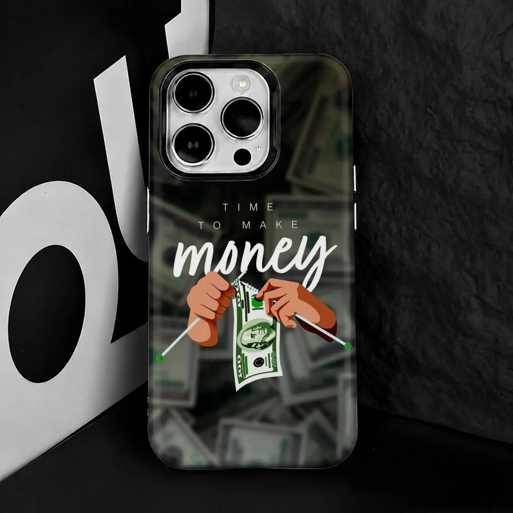 Funny Time is Money Phone Case For iPhone 17 16 15 14 13 12 11 Pro Max Air Dual-Layer Shockproof Protective Cover