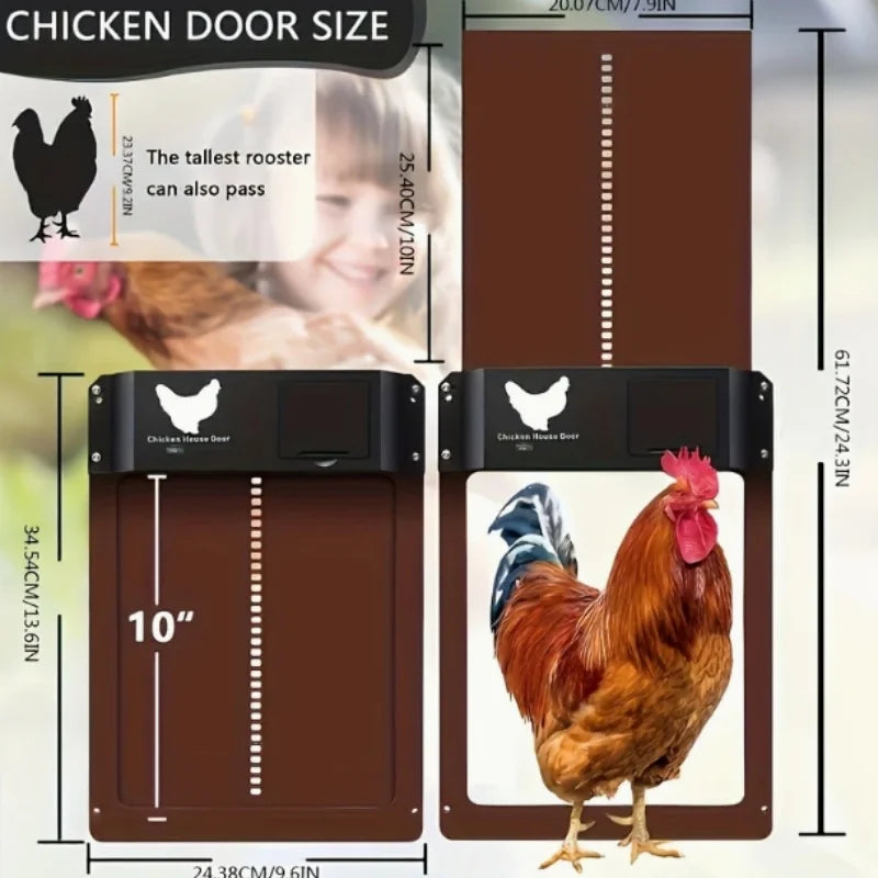 Automatic Chicken Coop Door Opener Battery Powered Light Sense Control Waterproof Pet Flap Accessories Upgrade ABS House Gate