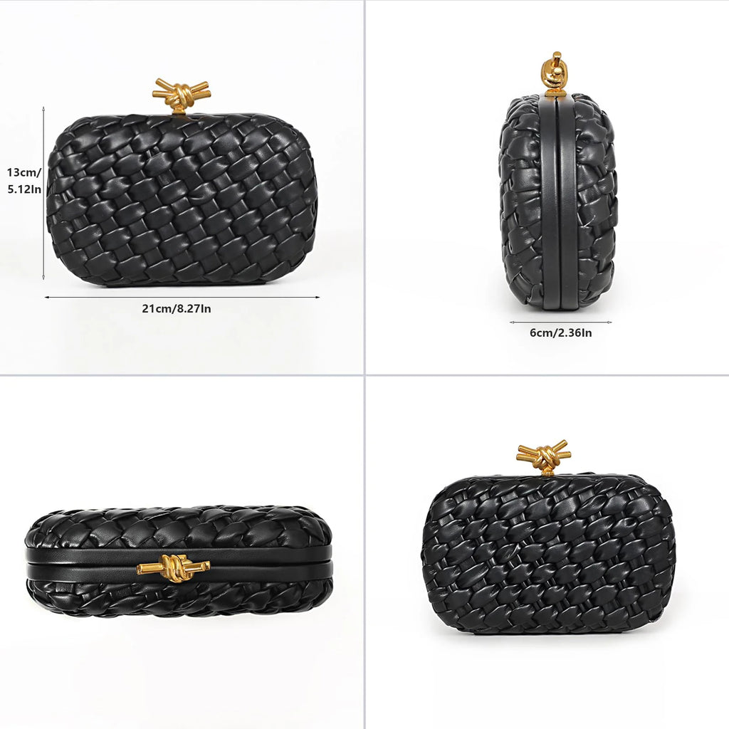 Handwoven Clutch Evening Bag for Women Structured Purse for Wedding Party Date Night Crossbody Bucket Hobo Shoulder Bag Handbag