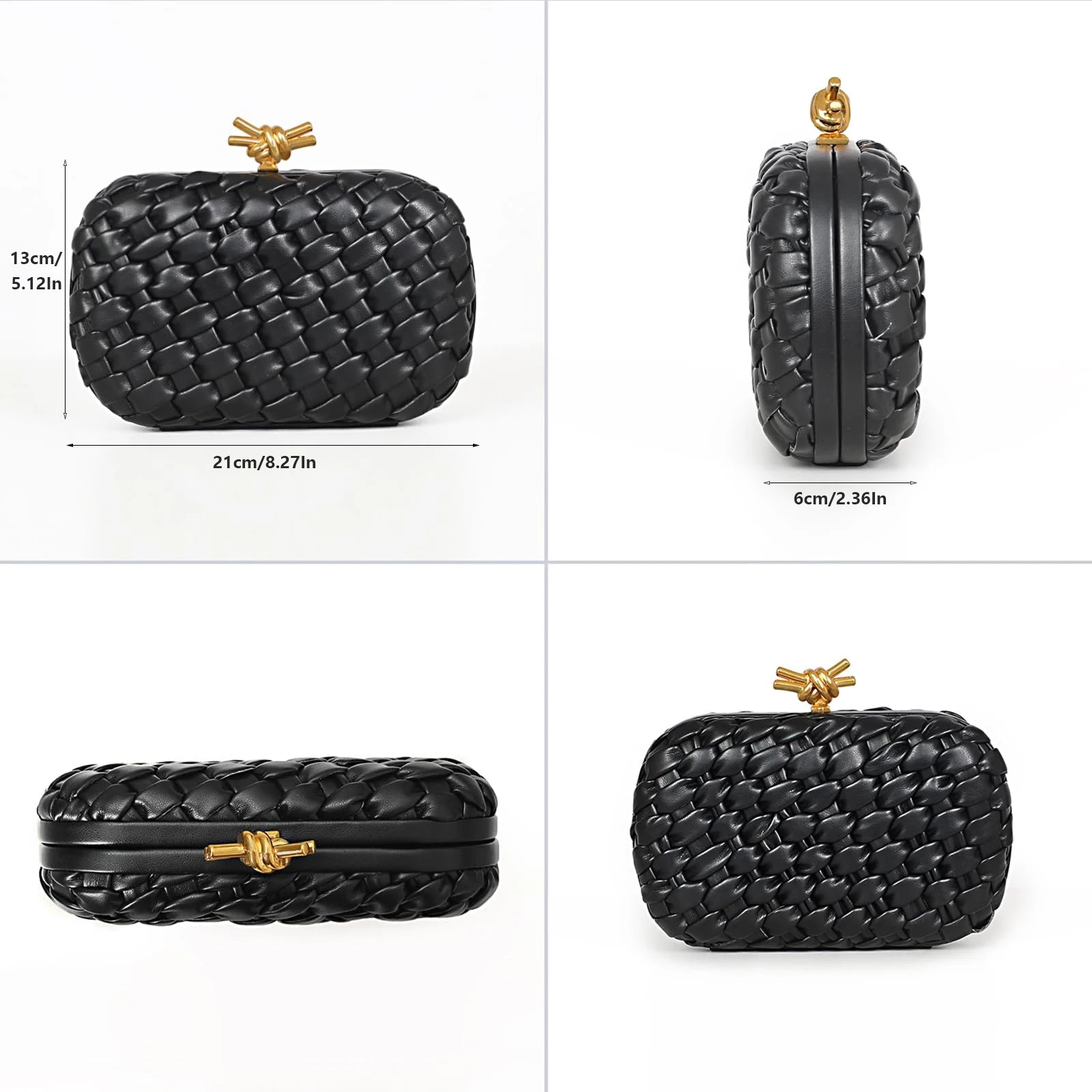 Handwoven Clutch Evening Bag for Women Structured Purse for Wedding Party Date Night Crossbody Bucket Hobo Shoulder Bag Handbag