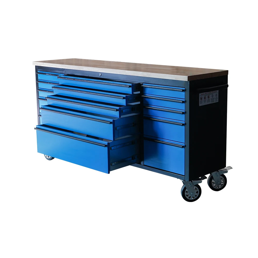 Cabinet Garage Workbench With Wheels 15 Drawers With SS Hanging Plate Tool Cabinet