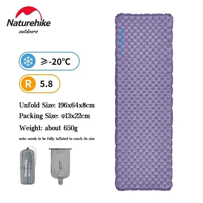 Naturehike Camping Mat 3.5/5.8/8.8 High R Value Ultralight Warm Inflatable Mattress Outdoor Portable Folding Inflatable Mats