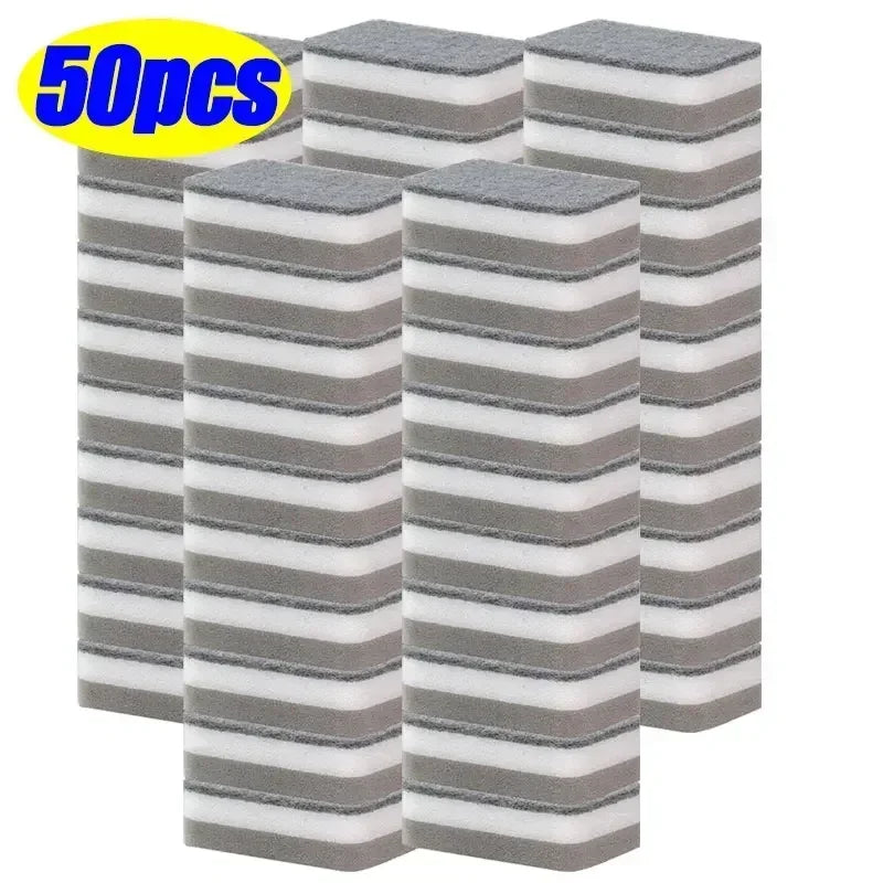 5-50pcs Magic Cleaning Sponges Double-sided Reusable Kitchen Sponge Wipes Pan Pot Dishwashing Scouring Pads Brush Clean Tools