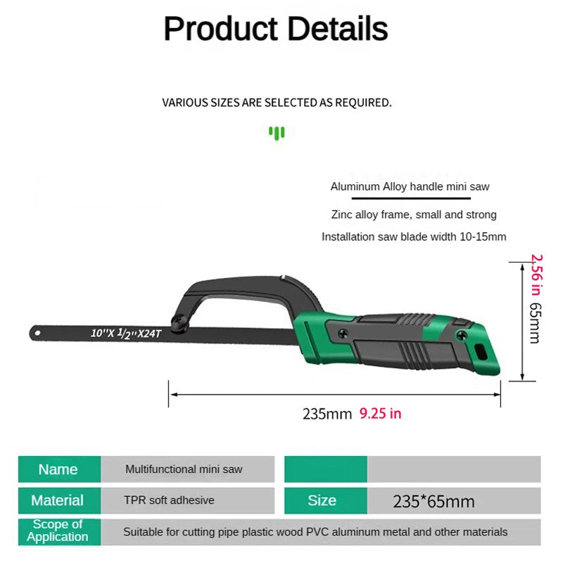  Mini Hacksaw Set With 11pcs Blades Portable Saw for Wood Plastic Metal Acrylic Cutting DIY Woodworking Hand Tools