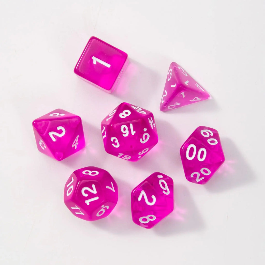7Pcs/set Transparent Dice Polyhedral Dice Set for Dnd Tpg Trpg Cthulhu D20 D12 D10 D8 D6 D4 Table Board Games Number Dice Kit