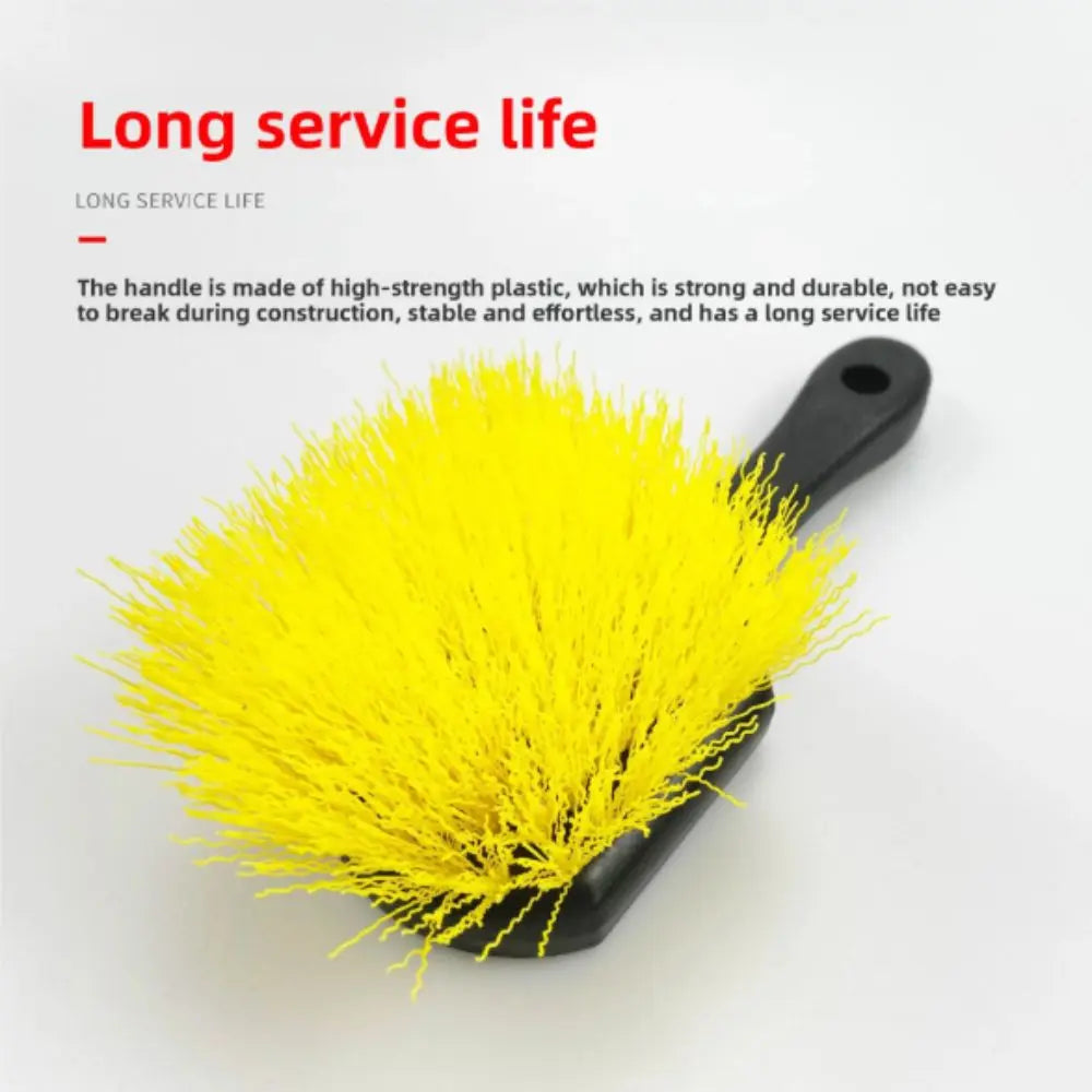 Soft Bristle Car Tire Brush Short Handle Durable Design Wheel Cleaning Brush Heavy Duty Ergonomic Handle Utility Scrub Brush
