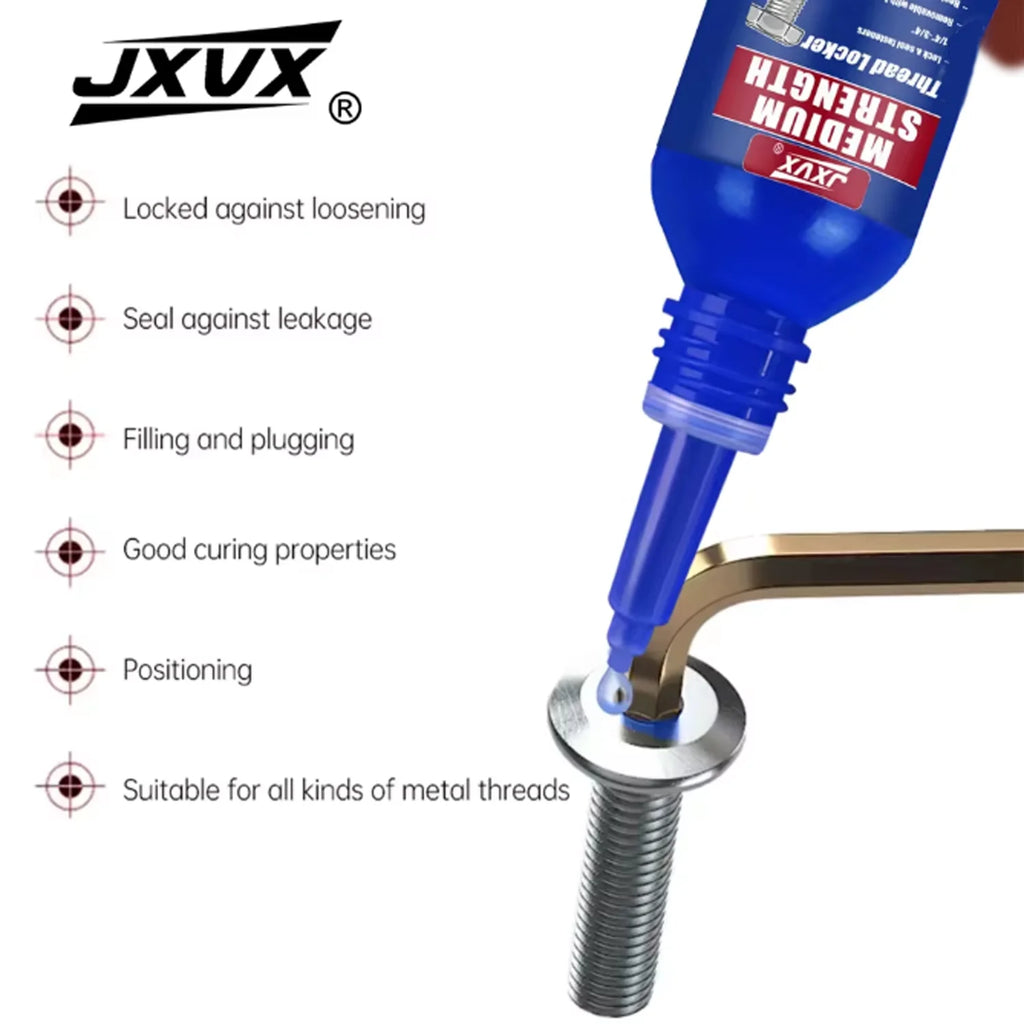 Lock Tight Thread Blue Thread Locking Agent, Medium Strength Blue Anaerobic Adhesive for Fixing Screws and Nuts, Anti-Loosening,