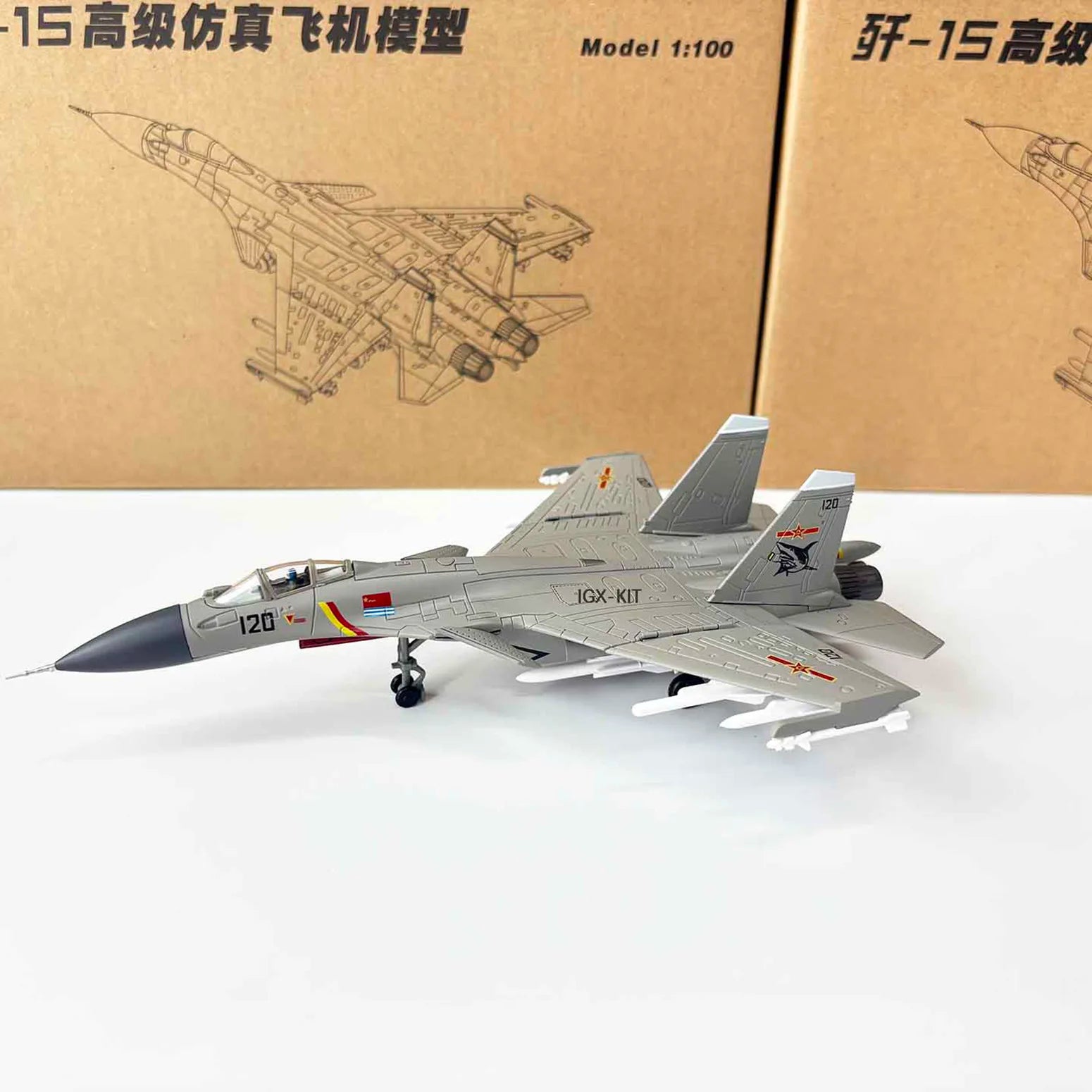 1: 100 Scale J-15 Shipborne Fighter J15 Alloy Finished Aircraft Simulation Diecast Model Static Decoration Collection Gift
