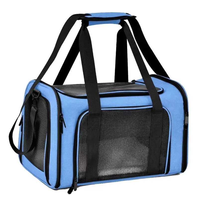 M/L Size Pet Carrier for Cats Dogs Puppies up to 13/15 Lbs Pink/Blue/Grey TSA Airline Approved Soft Sided Collapsible Travel