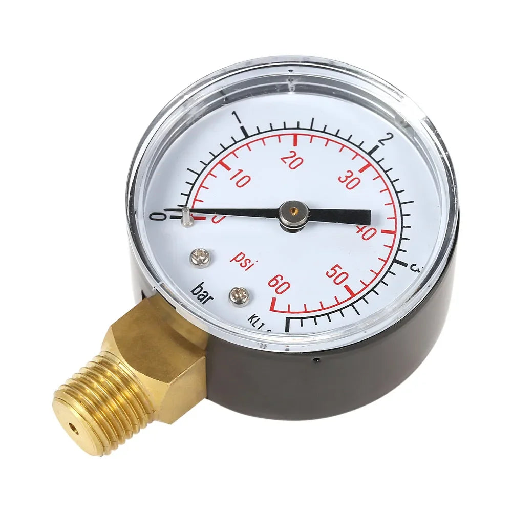 50mm Water Pressure Dial 0~15psi 0~1bar / 0~60psi 0~4bar Manometer Hydraulic Pressure Gauge 1/4" NPT Thread Manometre Pression