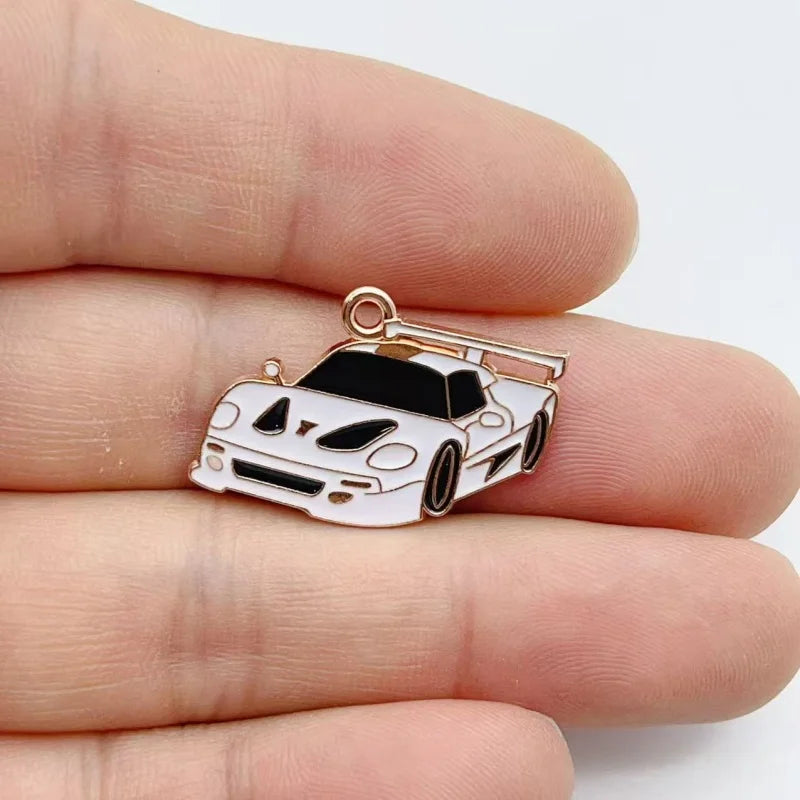 10Pcs Colorful Sports Car Enamel Charms Cool Racing Car Alloy Pendant For DIY Bracelet Necklace Keychain Jewelry Making Supplies