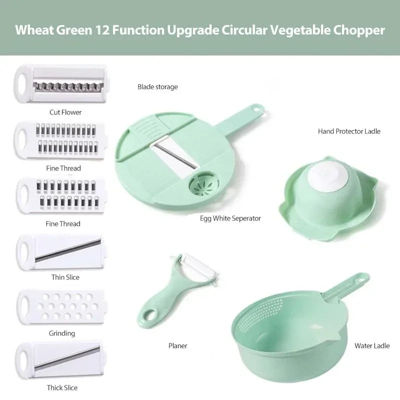 12 In 1 Multi-Functional Vegetable Chopper Potatoes Manually Cut Shred Slicer Radish Grater Kitchen Tools For Hotel/Commercial