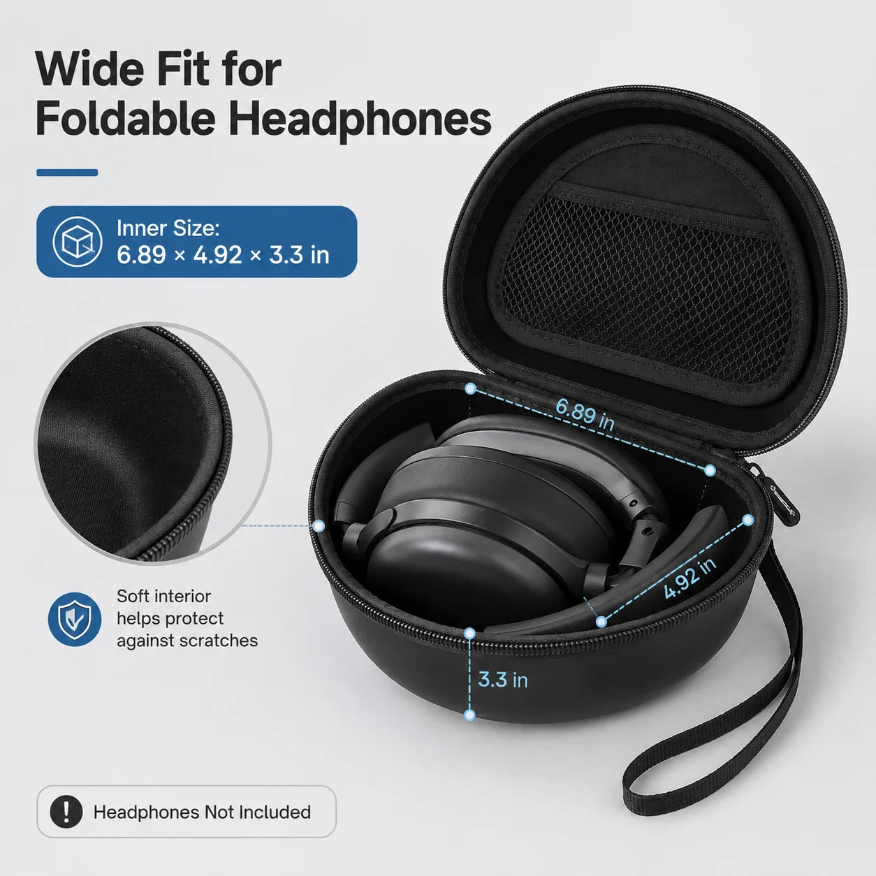 Hard Headphone Case For JBL Tune 520BT 510BT Compatible With TOZO HT3 Picun B8 JLab JBuds Lux ANC Beats Foldable Travel Bag Only