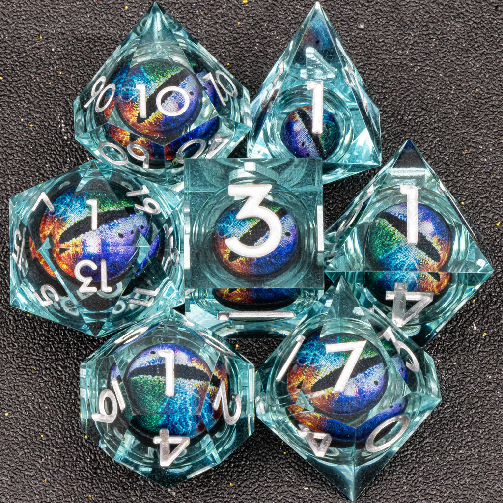 Handmade D&D Polyhedral Dice Set for Dungeons and Dragons, D and D Dice, Sharp Edged Resin D&D Dice Set Gifts, D20 Dice