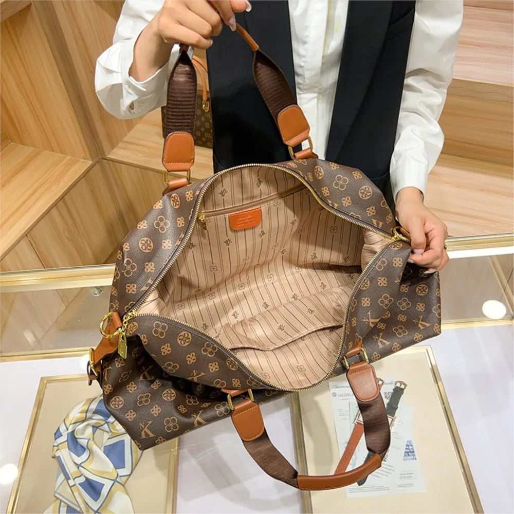 2025 New Fashionable Casual Handheld Travel Bag for Women, Large Capacity Leather Crossover Tote Bag