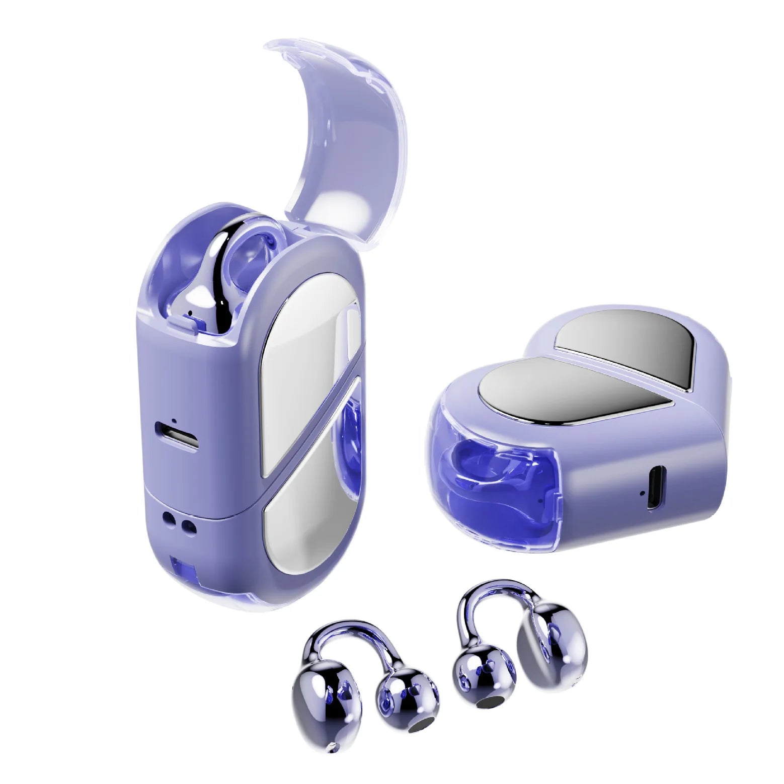 Rotating Heart Bluetooth Earphone Ear Clip Open Style Light Weight Comfortable Wear Headphone Listen Music Phone Call Cute