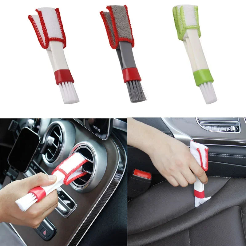Car Wash Double Head Brushes Air Vent Cleaning Conditioner Grille Duster Wipe Auto Detailing Cleaner Car Interior Cleaning Tools