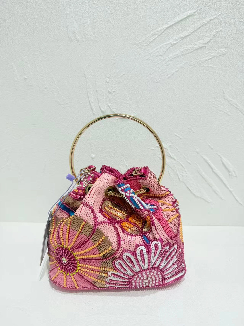 Women Bead Embroidery Shoulder Bag Women Fashionable Sequins Crossbody Chain Bucket Bag Handbag Shoulder Bags