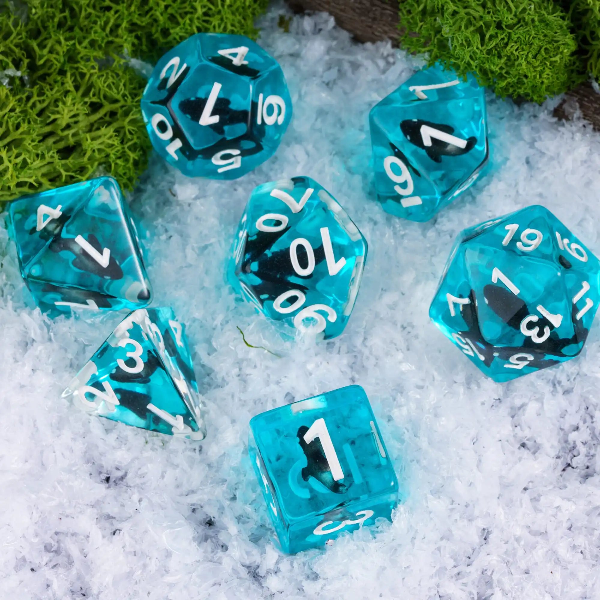 Cusdie Animal DnD Dices Cute Resin 7Pcs Various D4 D6 D8 D10 D% D12 D20  Polyhedral Dice Set for D&D Role Playing Board Games