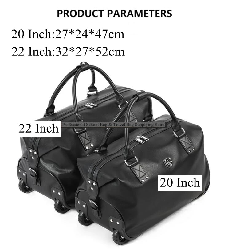 Women Travel Trolley Bag Travel Wheeled handbag 20 Inch 22 Inch PU leather travel luggage bag with wheels Carry on hand luggage