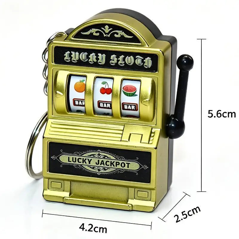[CL]Mini Gambling Slot Machine Key Chains Arcade Pocket Fruit Lucky Jackpot Gadget Antistress Toy Funny Games Keychain Ring[CL]