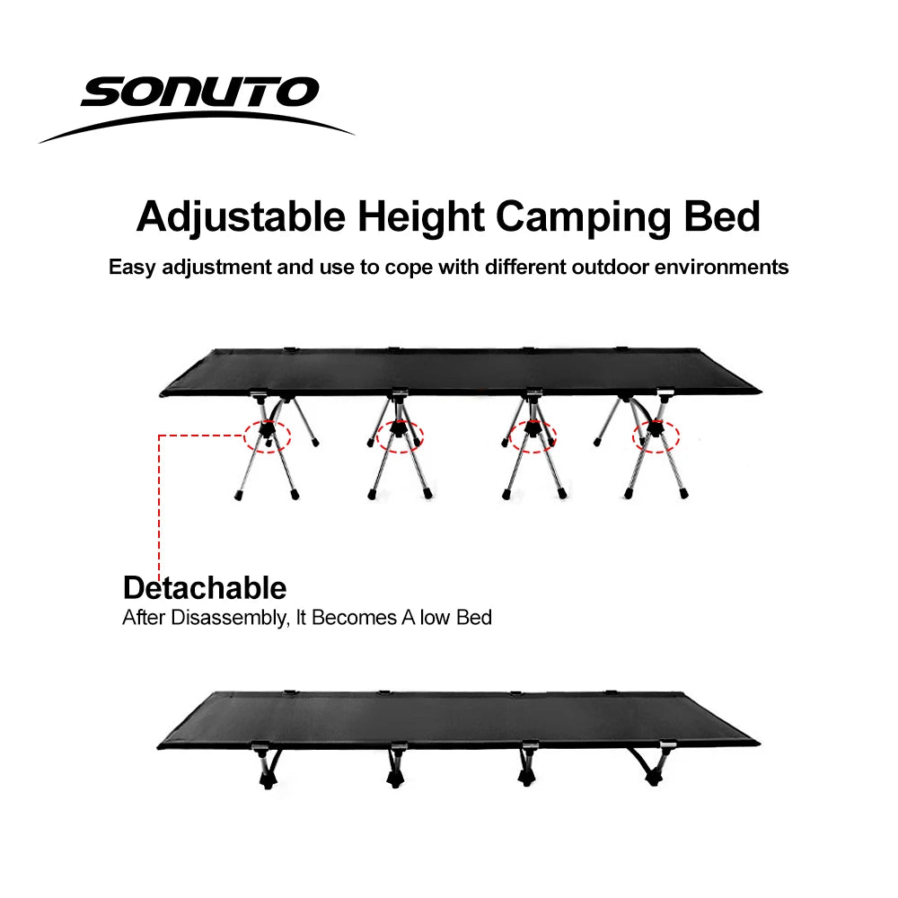 210X80cm 600D Oxford Camping Cot, Portable Folding Bed 210x80cm, 4kg Lightweight, Easy Setup for Outdoor Hiking Travel