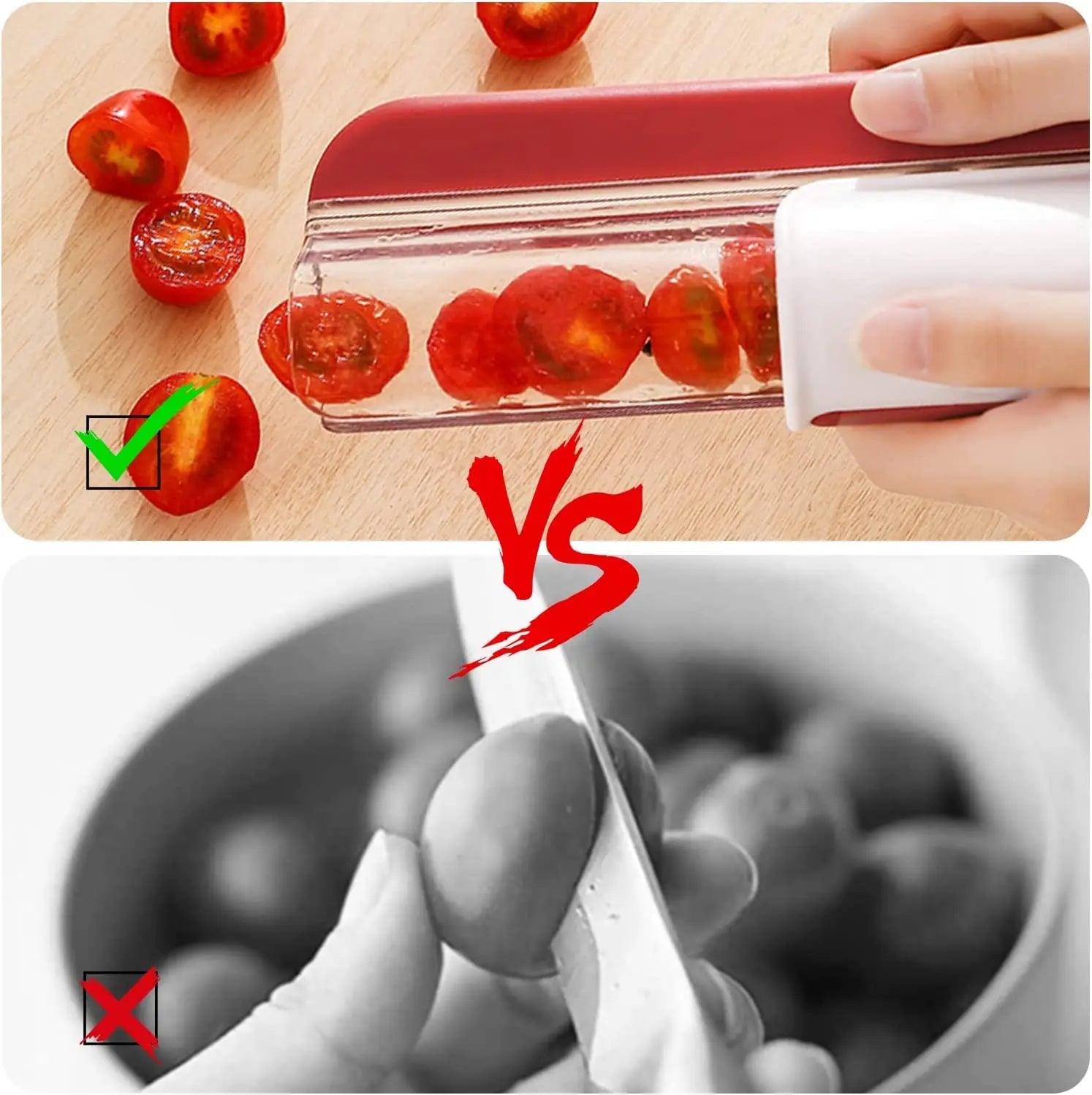 Tomato Grape Cherry Slicer Fruit Vegetable Salad Manual Slicer, Fruit and Vegetable Tool Kitchen Gadget, Progressive Zip Slicer