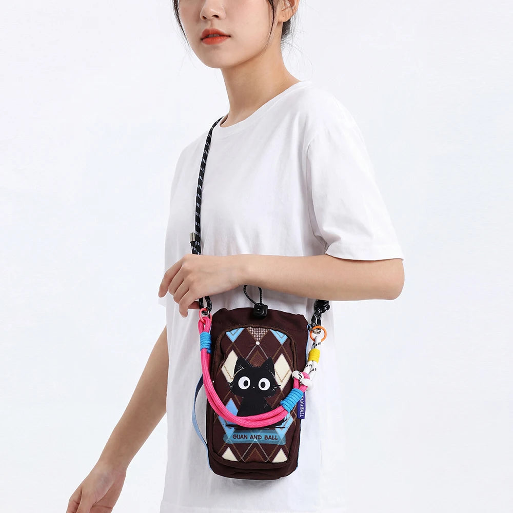 2026 New Illustrator-Designed Dopamine Lightweight Water Bottle Bag Crossbody Bag Outdoor Phone Casual Bag