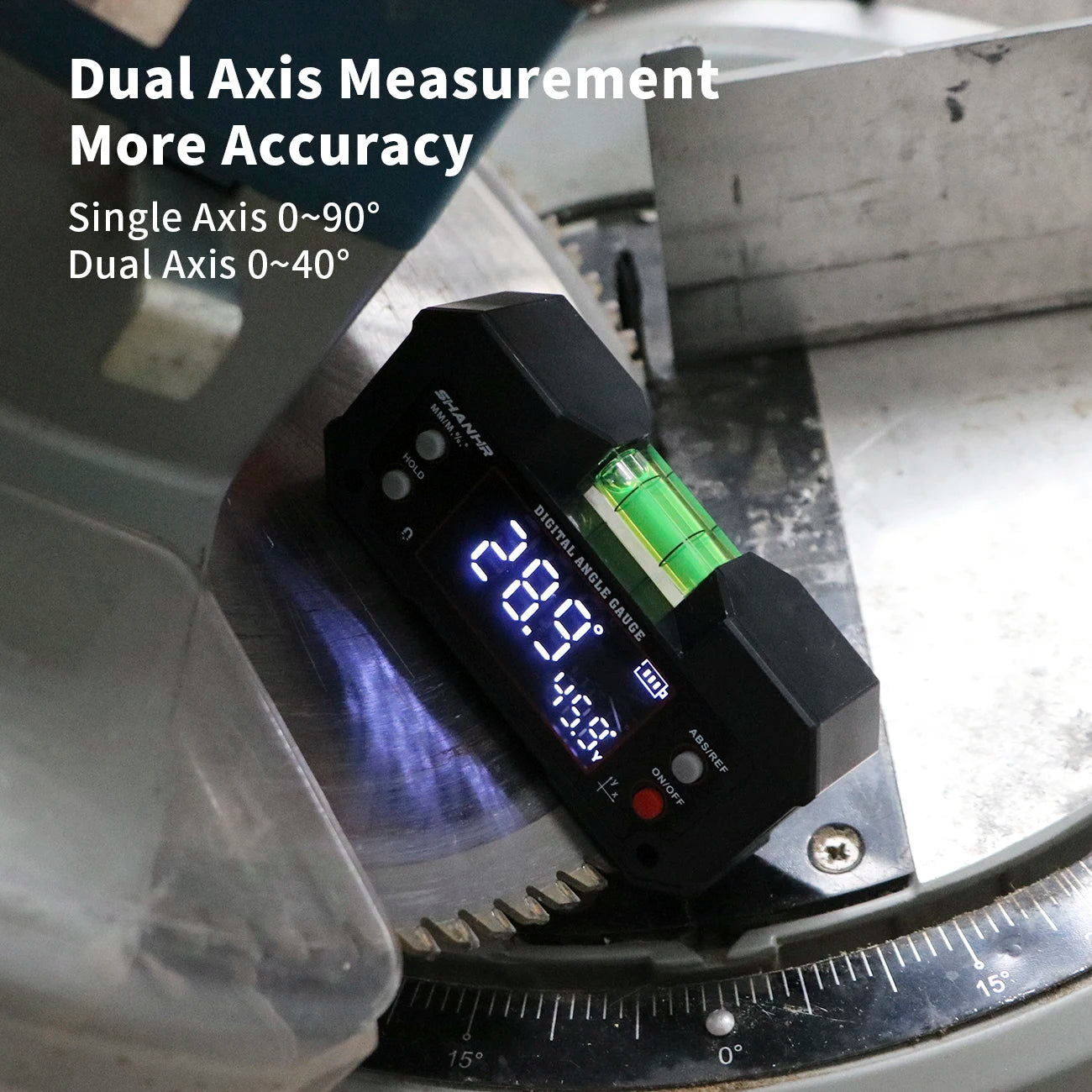SHANHR Digital Angle Finder, Multi-Axis Protractor Tool with Backlit LCD, Digital Level with Bubble and Dual Axis Display