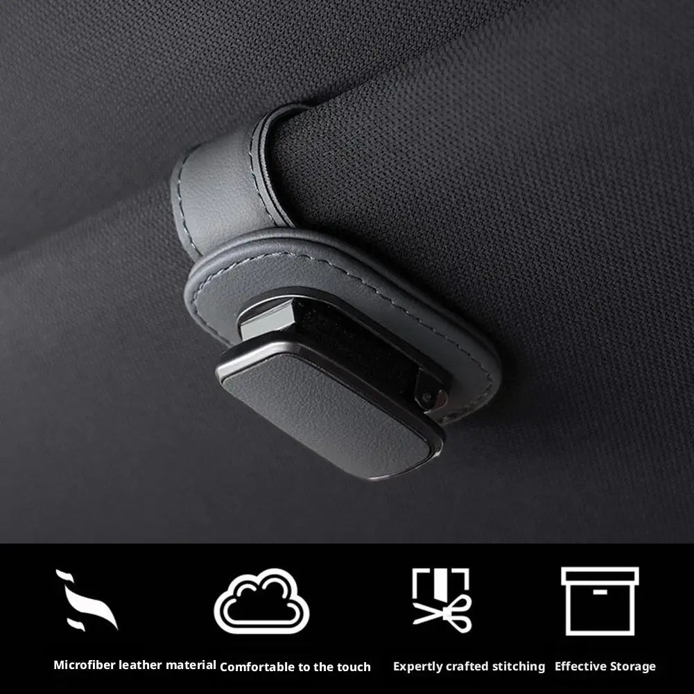Car Sunglasses Clip Super Fiber Leather Sun Visor Eyeglass Storage Holder Auto Interior Accessories Card Ticket Organizer