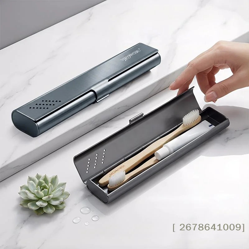 ⚑Empty Aluminum Toothbrush Travel Case, Portable Travel Toothbrush Holder, Durable Manual Tooth Brush Box Container