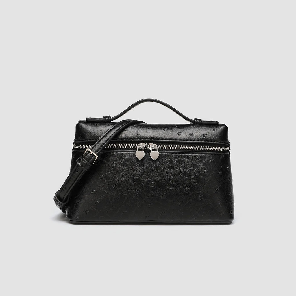 Customized name: pu leather texture, ins style lunch box bag, women's bag, new ostrich pattern commuter handbag, crossbody bag