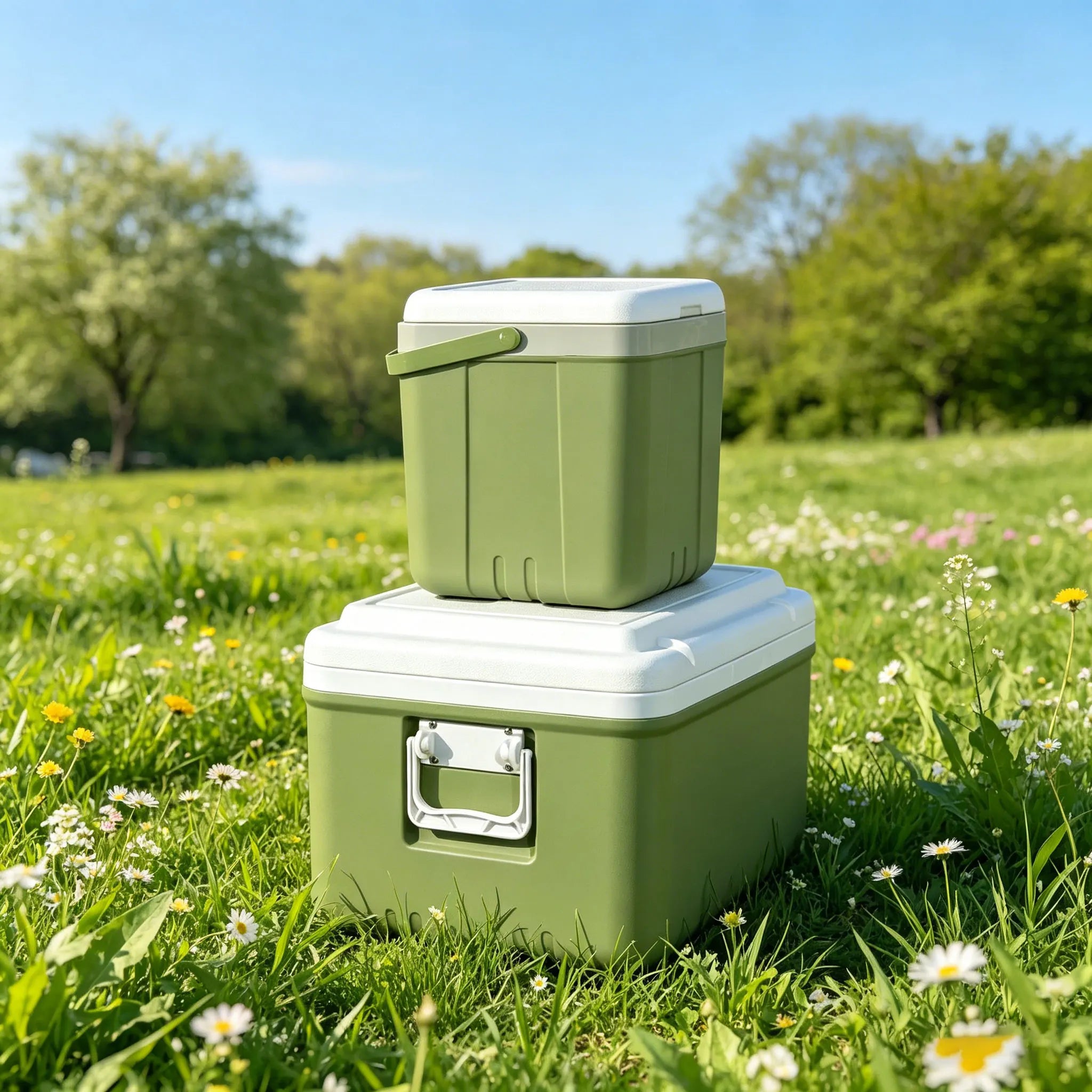 6/9/15/24/30L Green Large Capacity Camping Refrigerator Portable Fishing Car Outdoor Beach Picnic Barbecue Ice Bucket for Home U