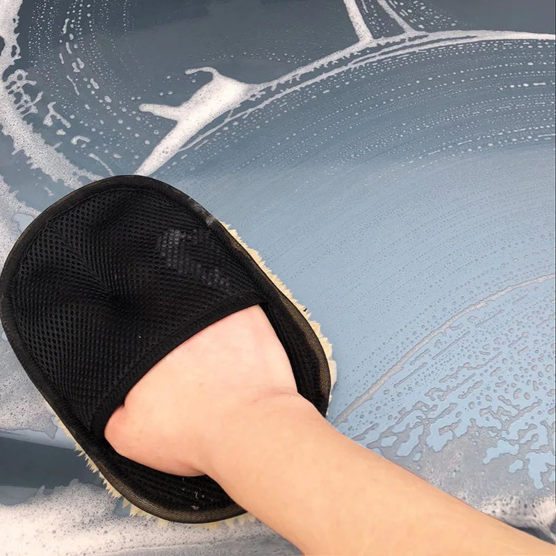 Imitation Wool Wiping Gloves Plush Car Washing Gloves for Waxing Polishing Car Cleaning Auto Detailing Accessories