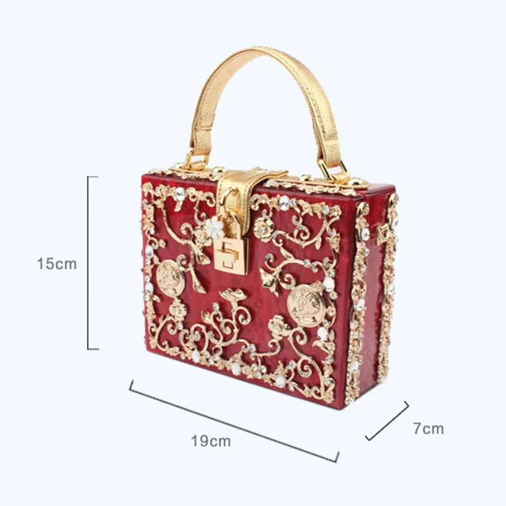 High Grade Acrylic Evening Bag Luxury Rhinestone Designer Clutch Purse Women Shoulder Bag Clutches for Wedding Party Handbag