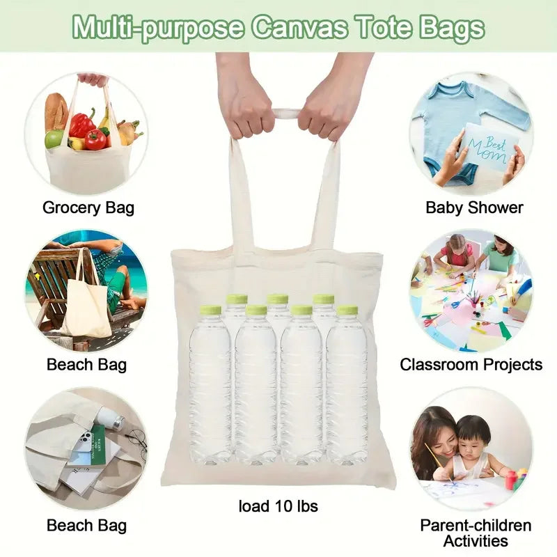 10pcs/lot Custom Logo 10oz Canvas Shoulder Bags Beige/Black/White Eco-Friendly Shopping Bag Personalize Large Capacity Handbags