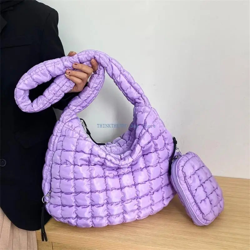 340D Quilted Puffer Bag Set for Women Lightweight Spacious Crossbody Satchel Purse