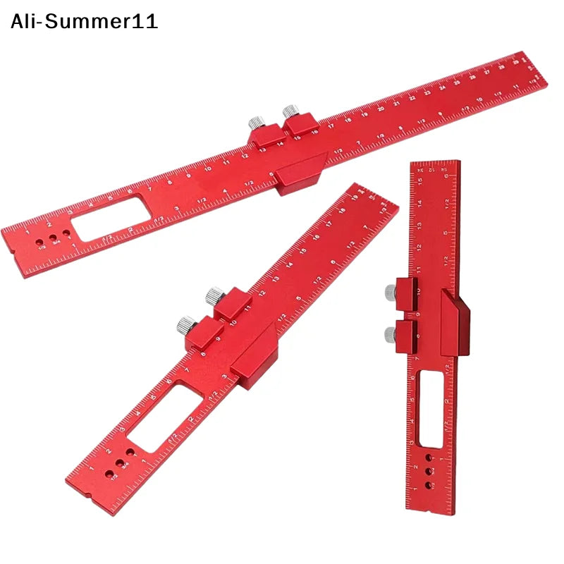 【Wq0】T Type Pocket Ruler Inch Metric Measuring Tool With Slide Stop For Carpentry Marking Multi-function Measuring Aid Tool