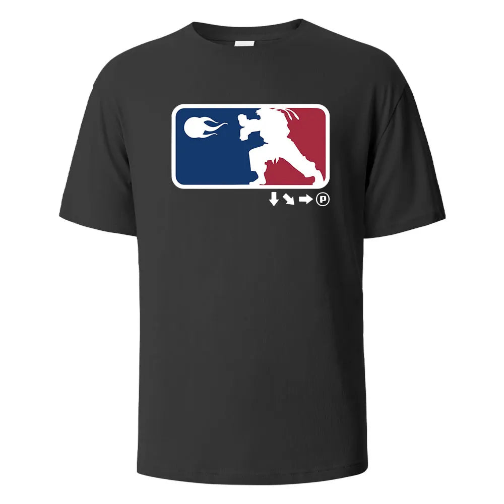 Game Player Printing T-shirt For Men Wowen 100% Cotton Summer Breathable Tops O-neck Oversize Tees Short-Steeved Men's Clothing
