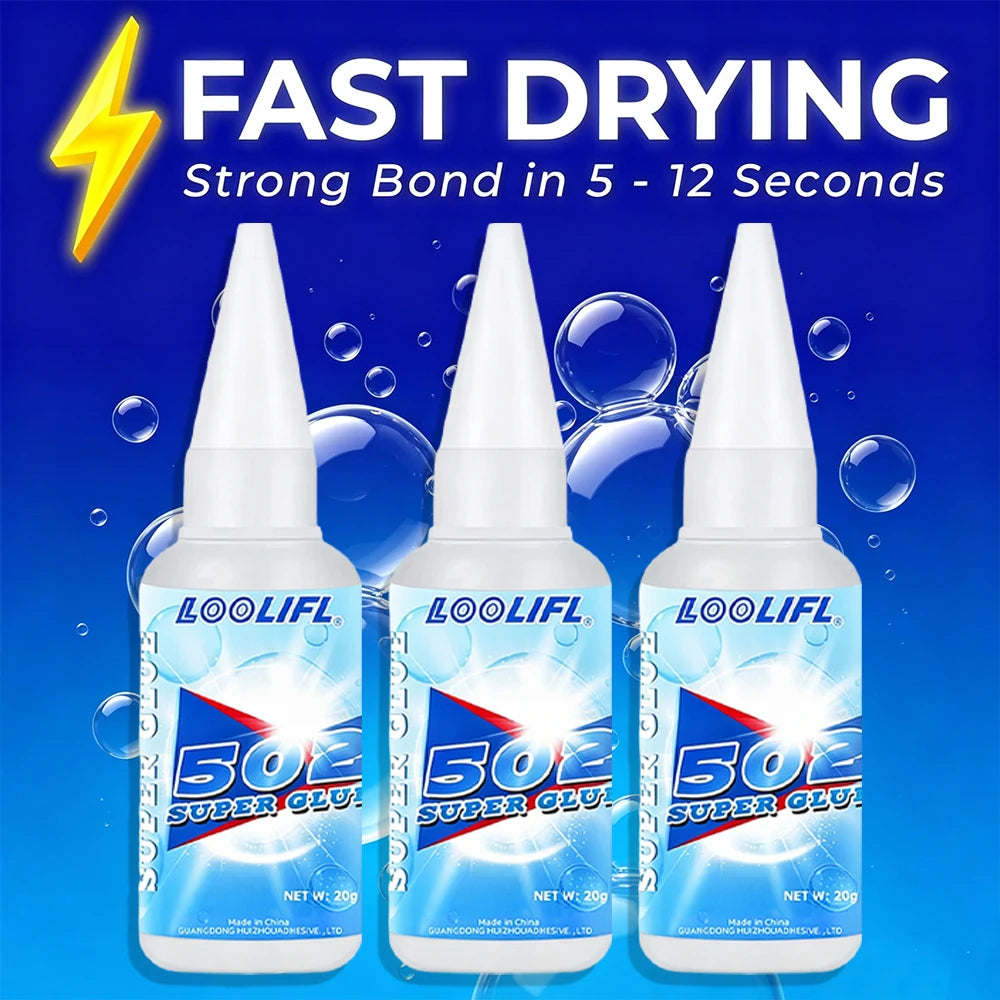 Loolifl Super Instant Glue Clear Strong Bond Adhesive Universal Repair Glue for Toy Metal Glass Wood Ceramic Leather Shoe Fix