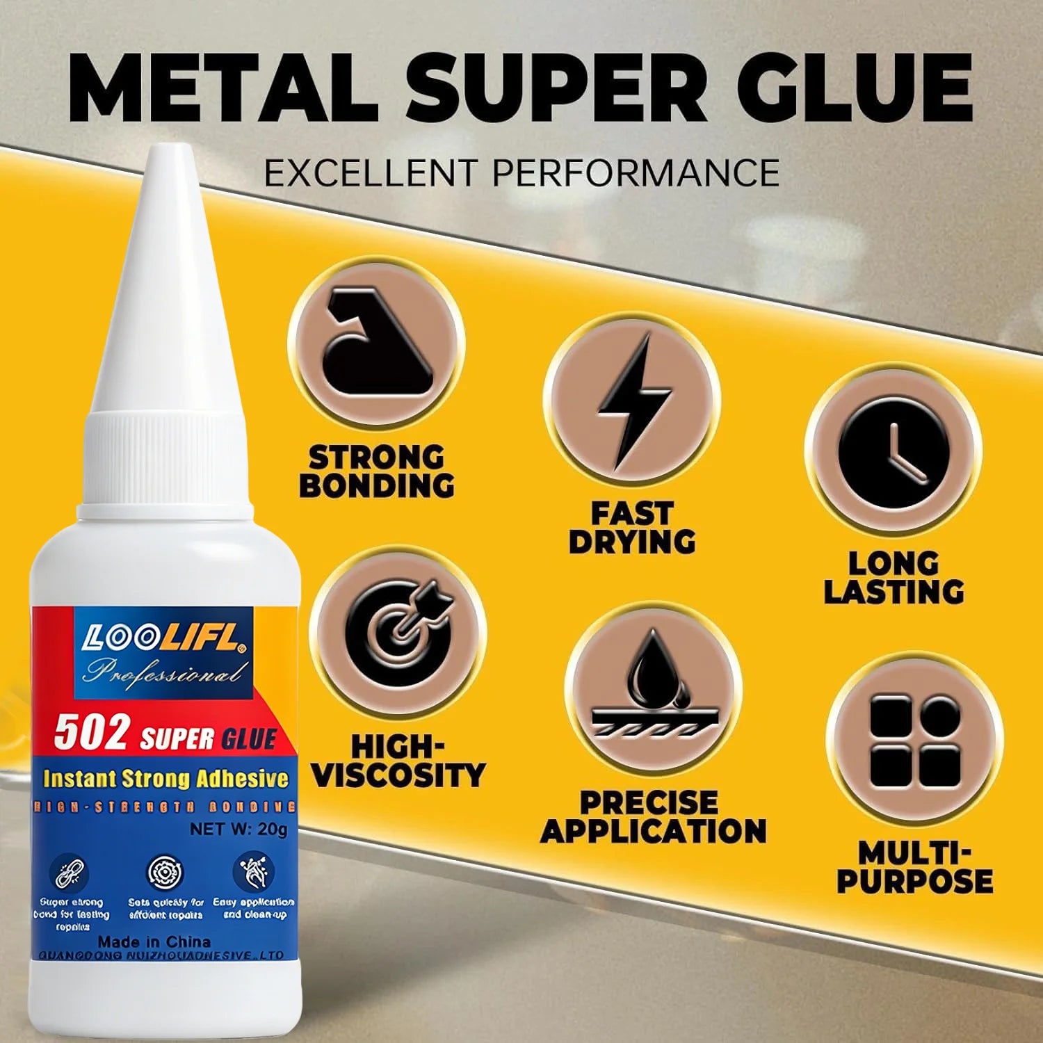 LOOLIFL 1-7pcs 502 Super Glue Quick-drying Cyanoacrylate Instant Adhesive for Glass Wood Metal Strong Bond Liquid Glue Tool 20G
