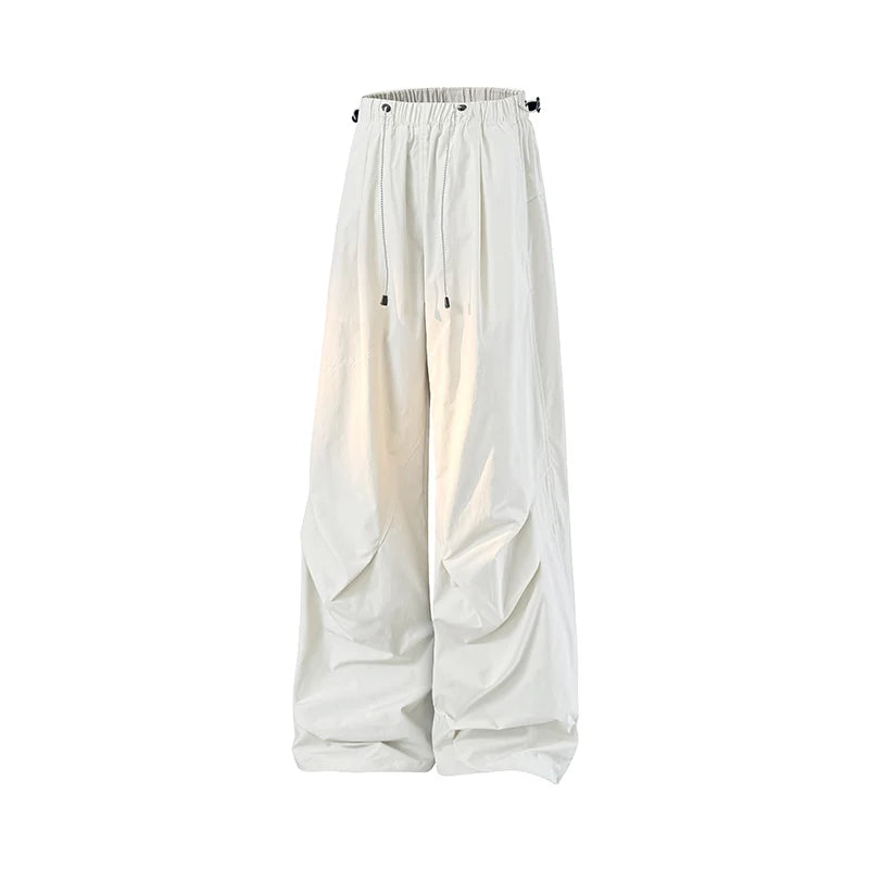 Women's Spring Autumn Loose Hiking Pants American Lazy Casual Parachute Embroidery Sweatpants Women Camping Pleated Overalls