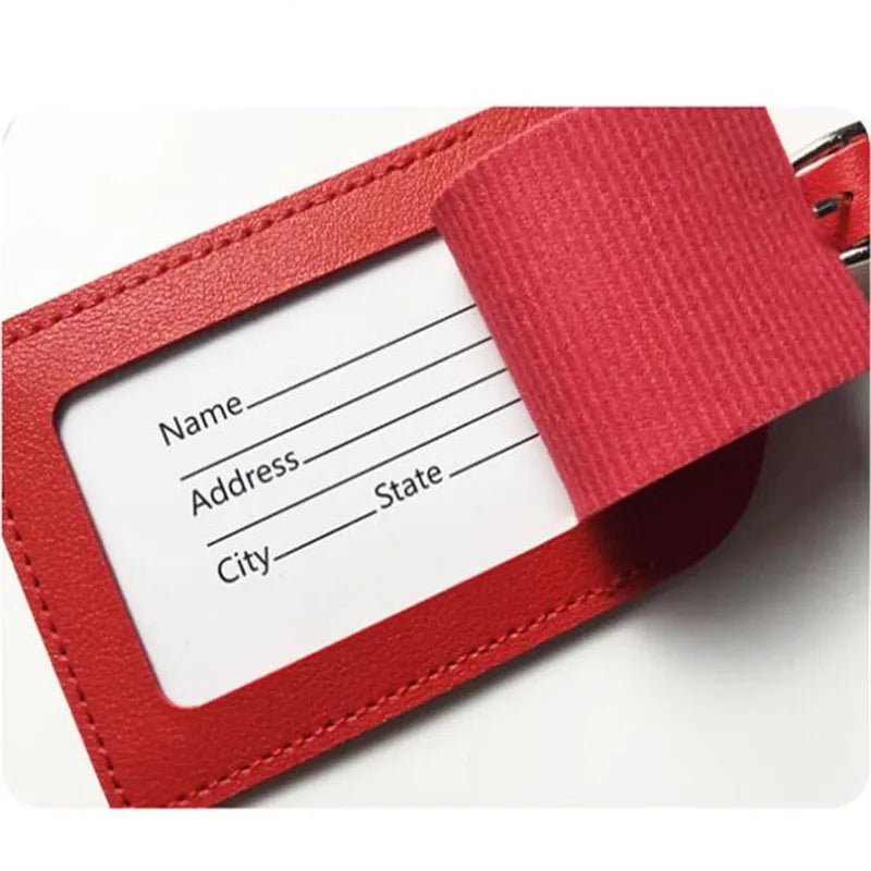 1PC Portable PU Leather Luggage Tag Suitcase Identifier Label Baggage Board Bag Tag Name ID Address Holder Travel Passport Card