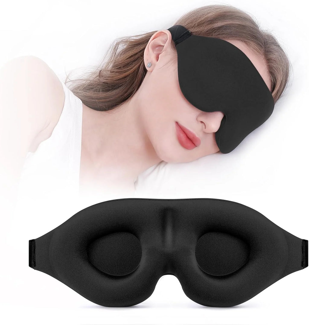 1pc Unisex 3D Sleep Mask, Light Blocking Eye Shade for Side & Supine Sleepers,Soft Breathable Polyester Eyepatch with Adjustable