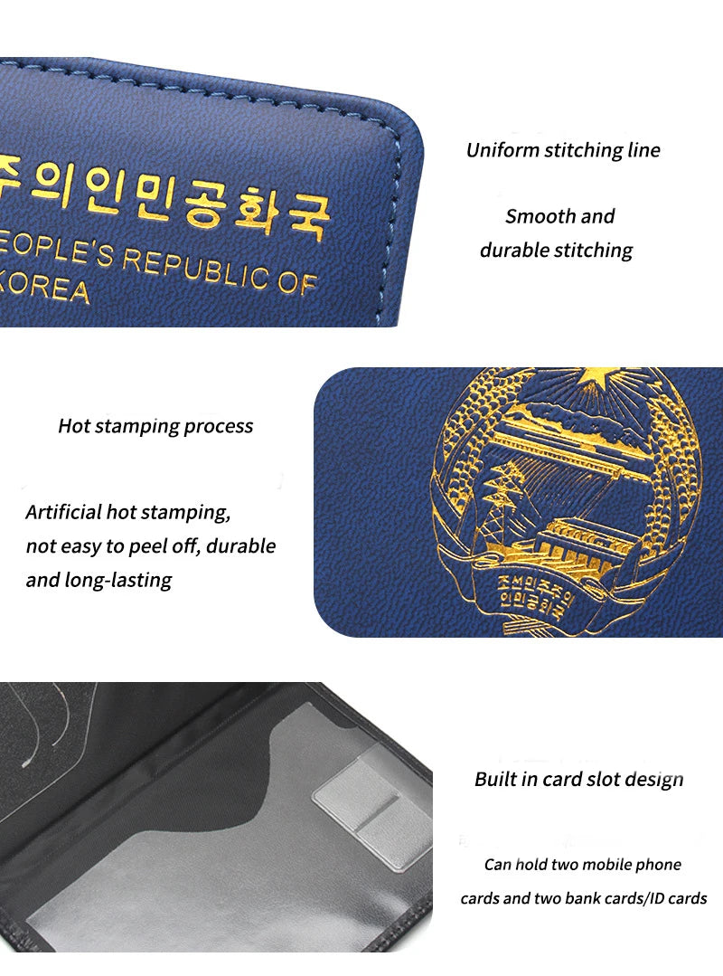 Democratic People's Republic of Korea Pu Leather Passport Cover Women Men Passport Holder Travel Passport Case for DPRK