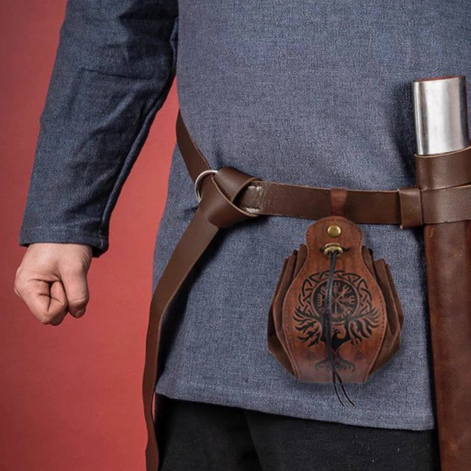 Genuine Leather DND Dice Bag Tray - Cute Drawstring Pouch RPG D&D Roleplaying Coin Purse Gift Ideas STZ04