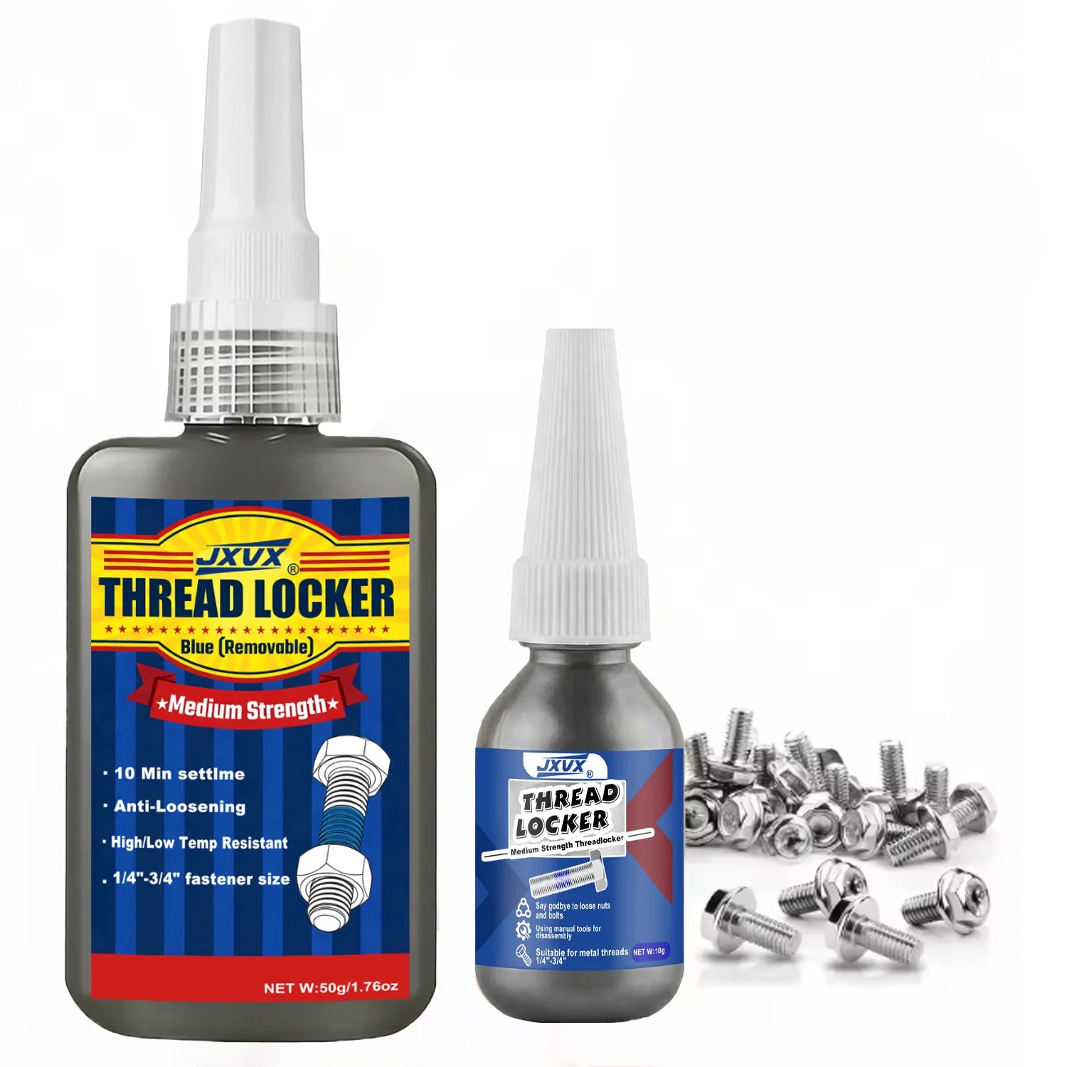 JXVX 243 1-6PCS Threadlocker Medium Strength Anaerobic Adhesive Antiloose Screw Glue Oil Resistant Fastener Sealant 10ml 50ml